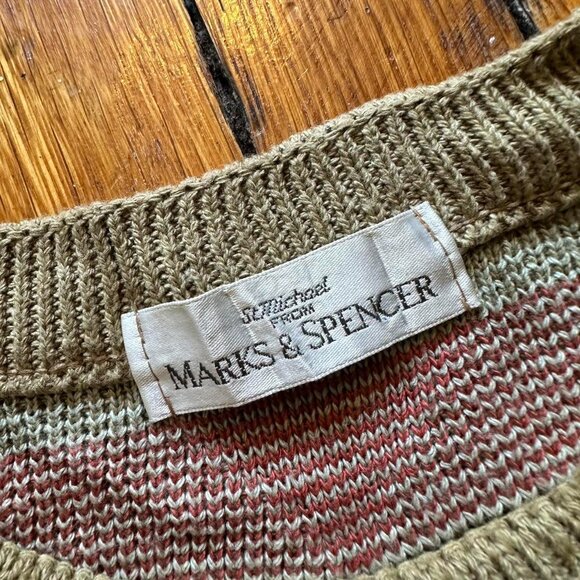 St. Michael by Marks & Spencer UK Knit Crew Neck Sweater‎ Men Med Yellow Green - Picture 5 of 8